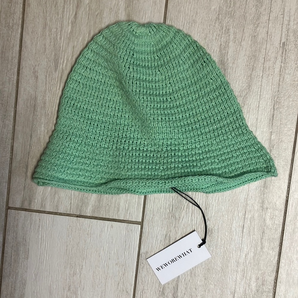 WeWoreWhat Mint Green Crocheted Beanie